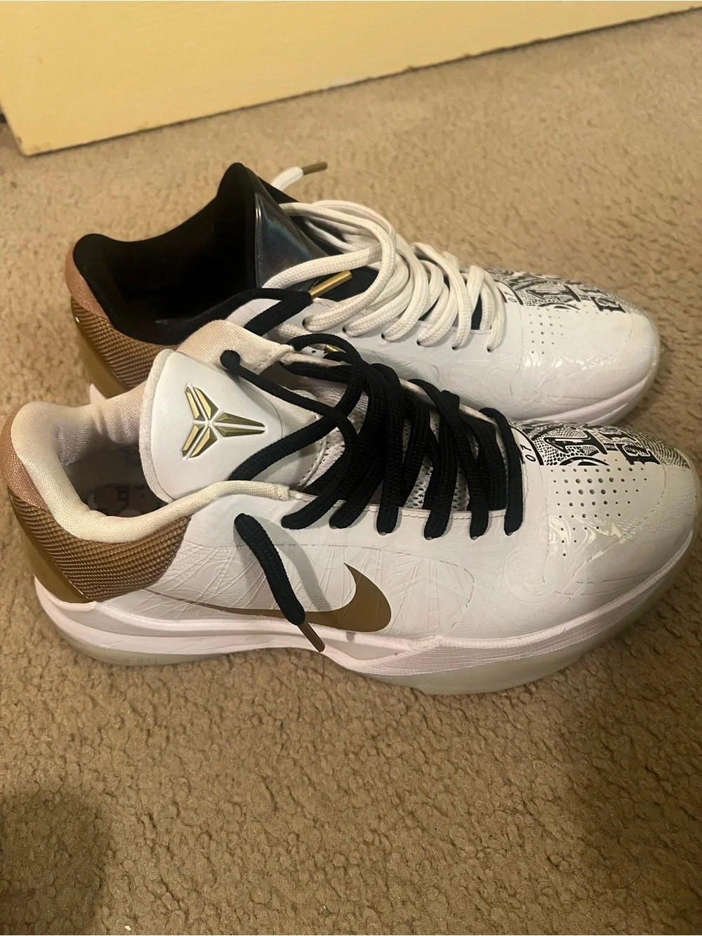 Kobe Bryant Signature Sneakers in White & Black
